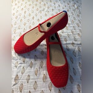 Rothy's The Max Square Mary Jane Red Crisp Basketweave